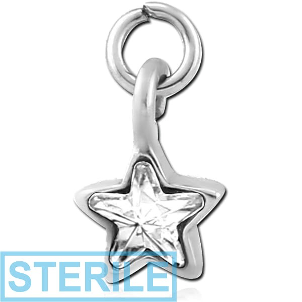 STERILE SURGICAL STEEL JEWELLED CHARM - STAR