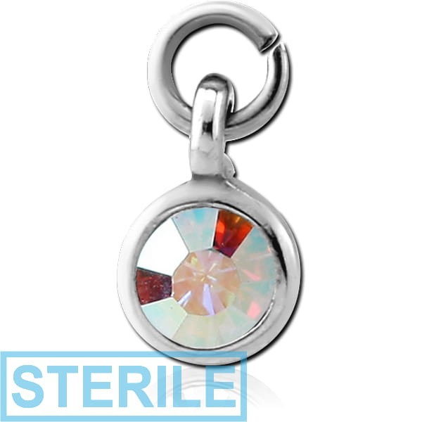 STERILE SURGICAL STEEL JEWELLED CHARM - CIRCLE