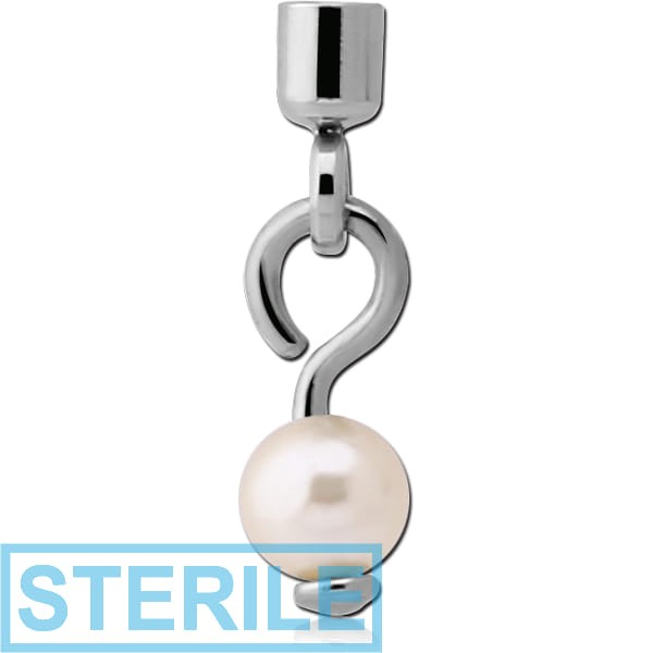 STERILE SURGICAL STEEL SYNTHETIC PEARL SCREW ON CHARM WITH MICRO THREADED CUP - BALL