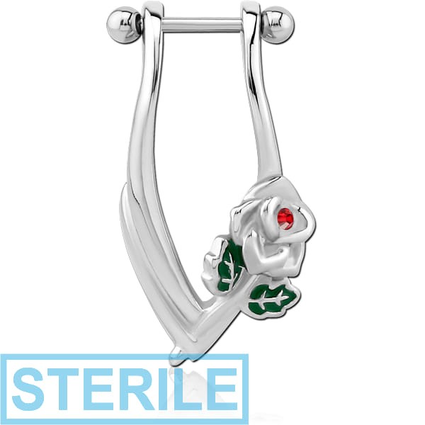 STERILE SURGICAL STEEL JEWELLED CARTILAGE SHIELD - ROSE RIGHT