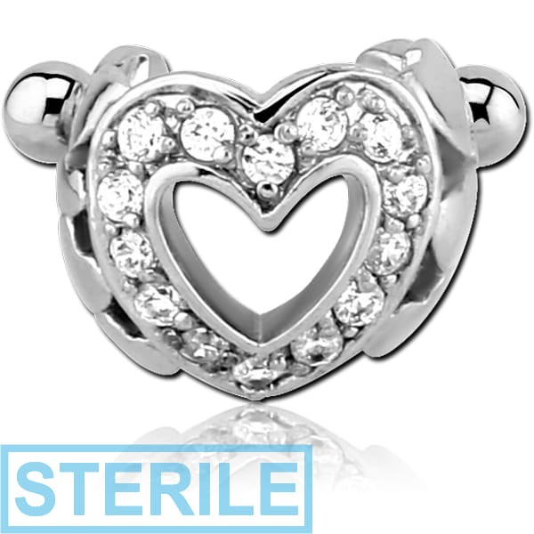 STERILE SURGICAL STEEL JEWELLED CARTILAGE SHIELD - HEART