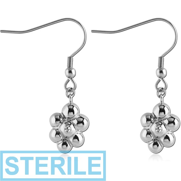 STERILE SURGICAL STEEL JEWELLED EARRINGS