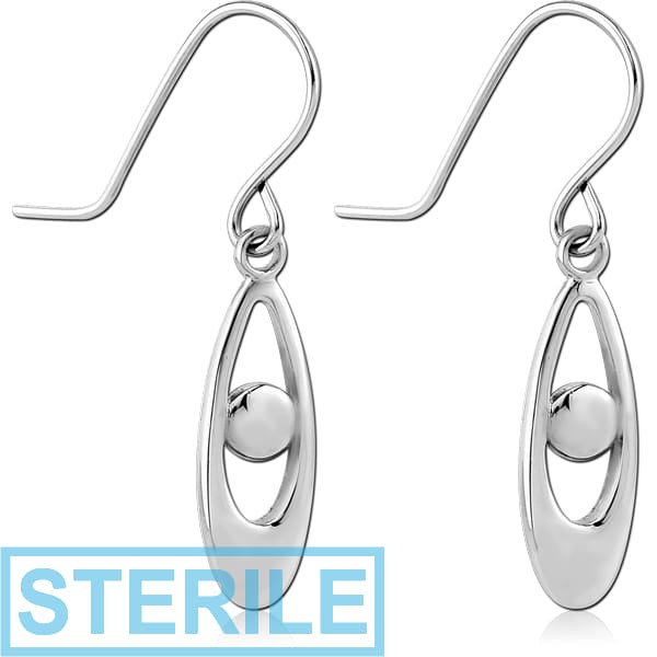 STERILE SURGICAL STEEL EARRINGS PAIR - HOOP WITH DOT