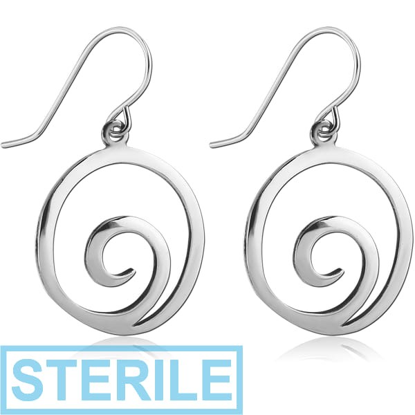 STERILE SURGICAL STEEL EARRINGS PAIR - SPIRAL