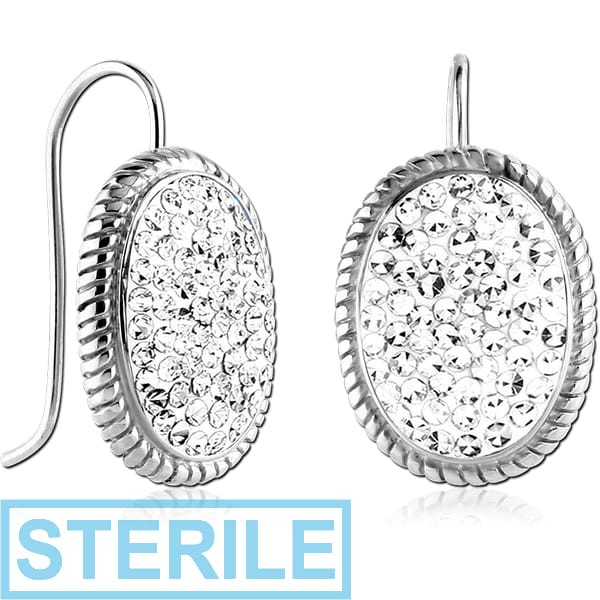 STERILE SURGICAL STEEL CRYSTALINE JEWELLED EARRINGS PAIR