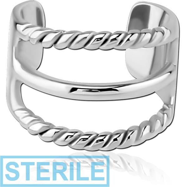 STERILE SURGICAL STEEL EAR CUFF - TWO ROPES