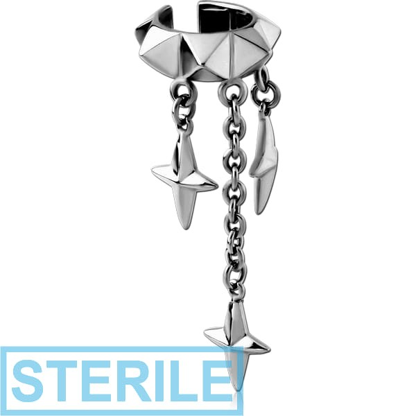STERILE SURGICAL STEEL EAR CUFF - THREE STARS