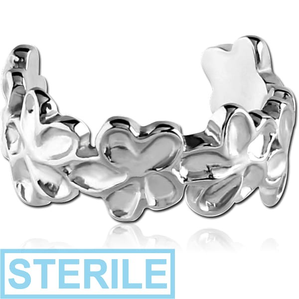 STERILE SURGICAL STEEL EAR CUFF - FLOWERS