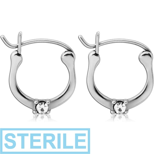 STERILE SURGICAL STEEL JEWELLED EARRINGS