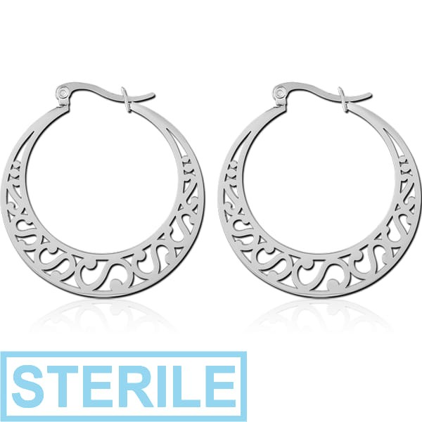 STERILE SURGICAL STEEL HOOP EARRINGS PAIR