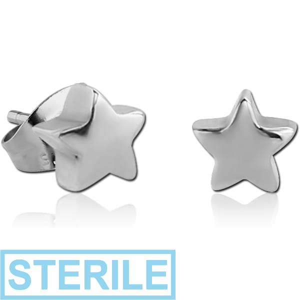 STERILE SURGICAL STEEL EAR STUDS PAIR - STAR