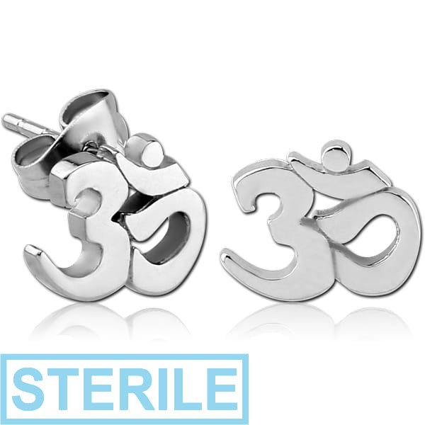 STERILE SURGICAL STEEL EAR STUDS PAIR - OMKAR