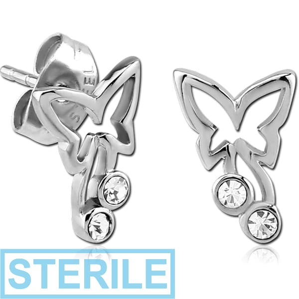 STERILE SURGICAL STEEL EAR STUDS PAIR