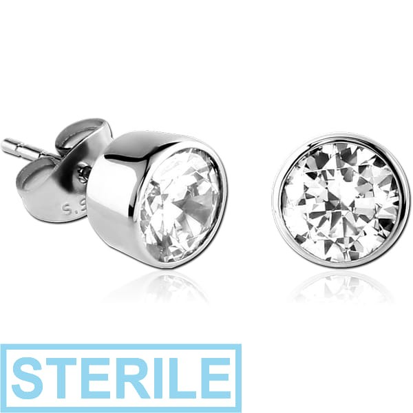 STERILE SURGICAL STEEL JEWELLED EARRINGS