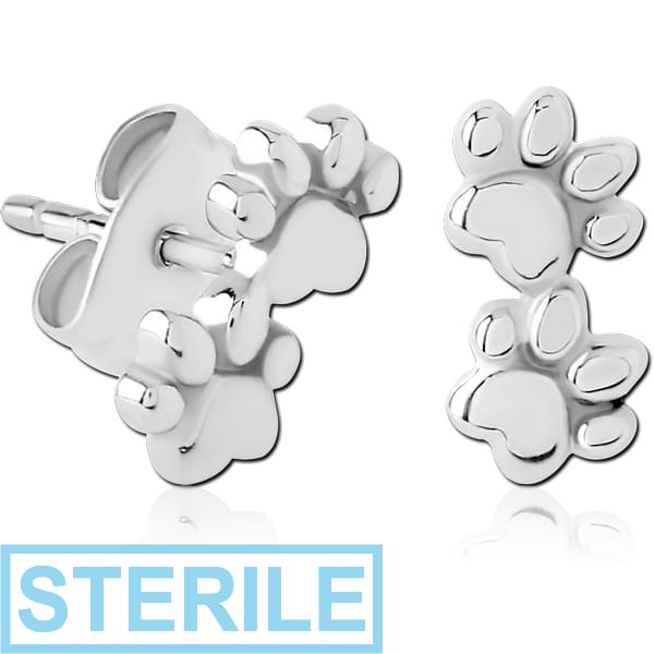 STERILE SURGICAL STEEL EAR STUDS - PAW