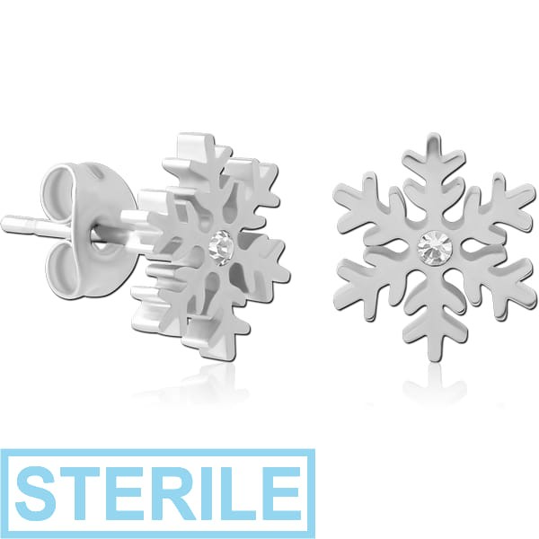 STERILE SURGICAL STEEL JEWELLED EAR STUDS PAIR