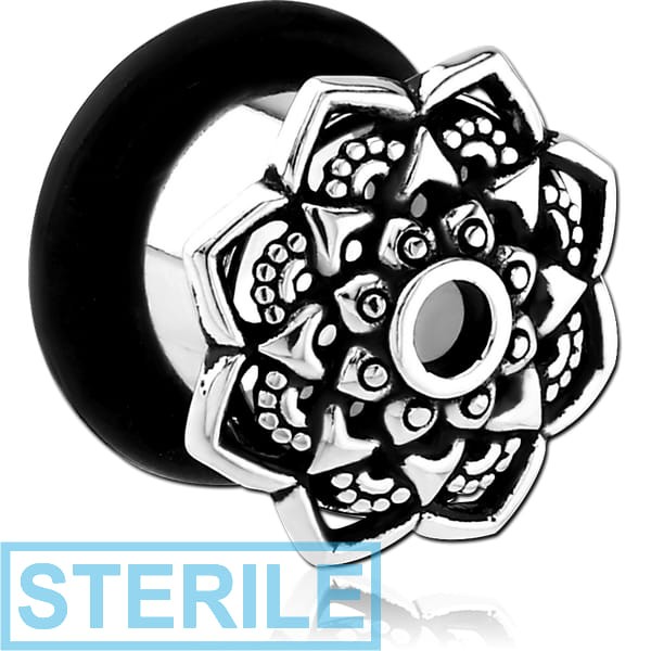 STERILE SURGICAL STEEL FLARED TUNNEL - FLOWER FILIGREE