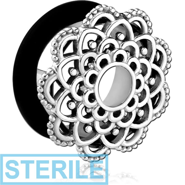 STERILE SURGICAL STEEL FLARED TUNNEL - FLOWER FILIGREE