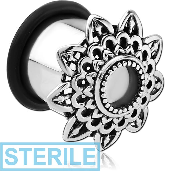 STERILE SURGICAL STEEL FLARED TUNNEL - FLOWER FILIGREE