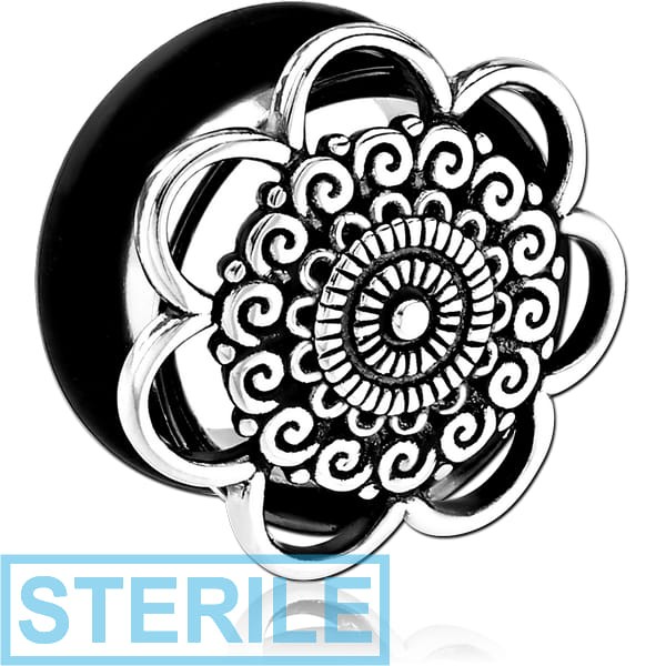 STERILE SURGICAL STEEL FLARED TUNNEL - FLOWER FILIGREE