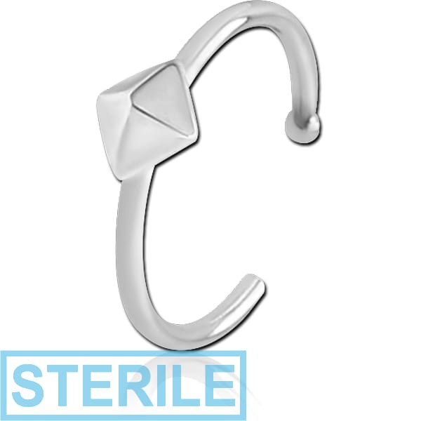STERILE SURGICAL STEEL OPEN NOSE RING - PYRAMID