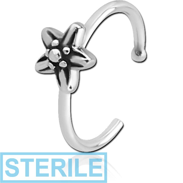 STERILE SURGICAL STEEL OPEN NOSE RING - FLOWER