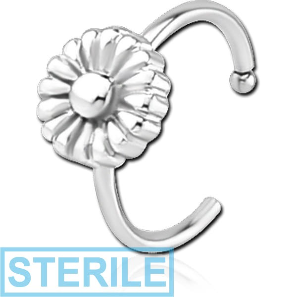 STERILE SURGICAL STEEL OPEN NOSE RING - FLOWER