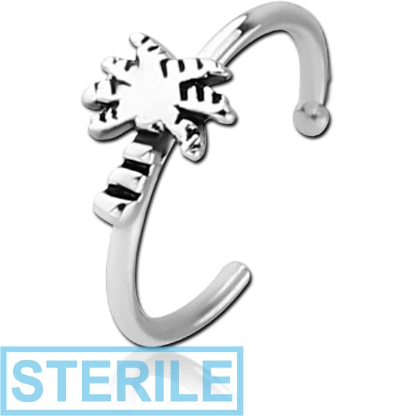 STERILE SURGICAL STEEL OPEN NOSE RING - TREE