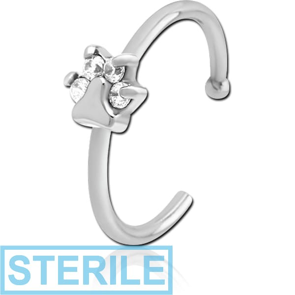 STERILE SURGICAL STEEL JEWELLED OPEN NOSE RING - ANIMAL PAW
