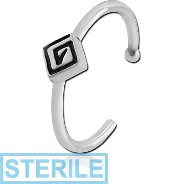 STERILE SURGICAL STEEL OPEN NOSE RING - SQUARE