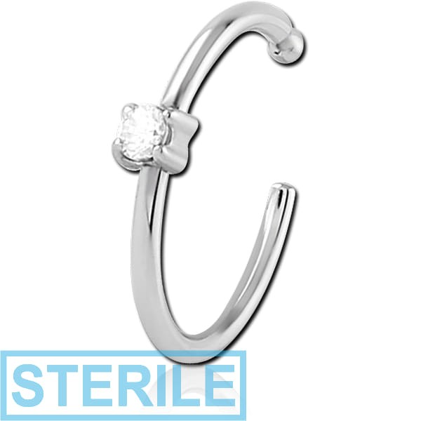 STERILE SURGICAL STEEL JEWELLED OPEN NOSE RING