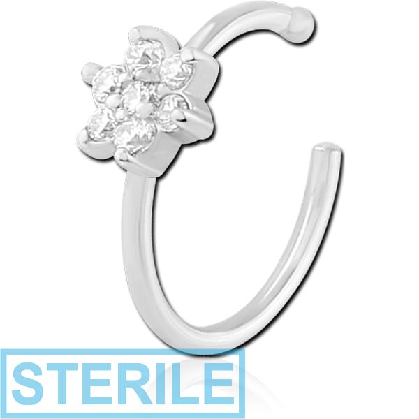 STERILE SURGICAL STEEL JEWELLED OPEN NOSE RING