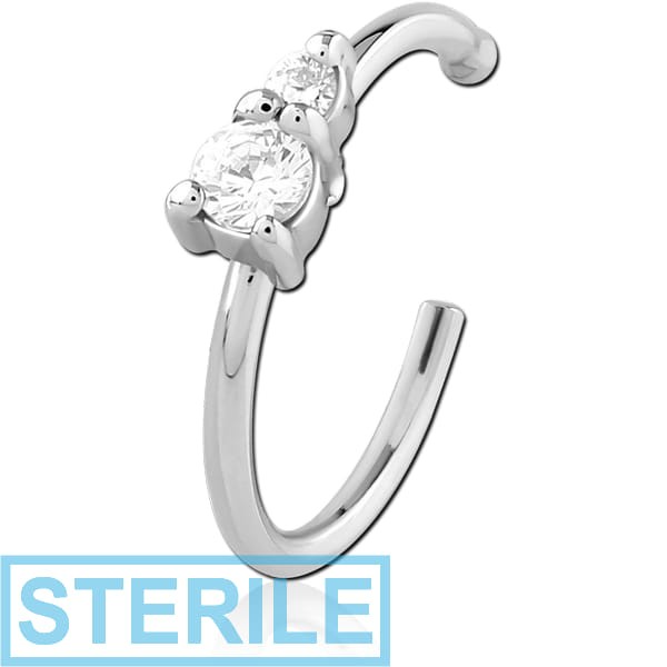 STERILE SURGICAL STEEL JEWELLED OPEN NOSE RING
