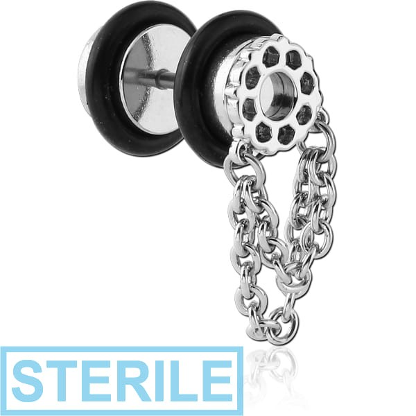 STERILE SURGICAL STEEL FAKE PLUG WITH CHAIN