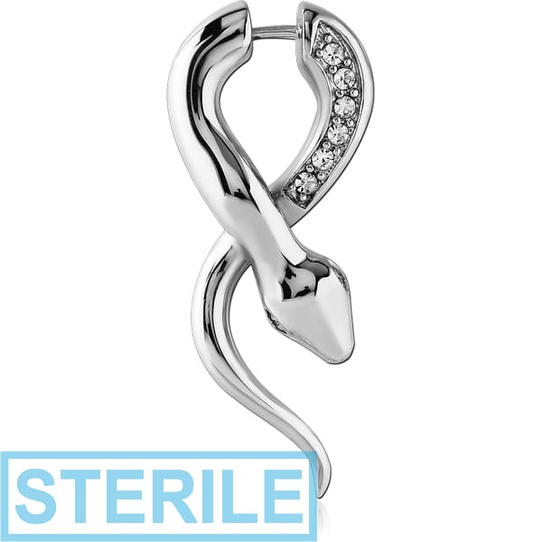 STERILE SURGICAL STEEL JEWELLED FAKE PLUG - SNAKE
