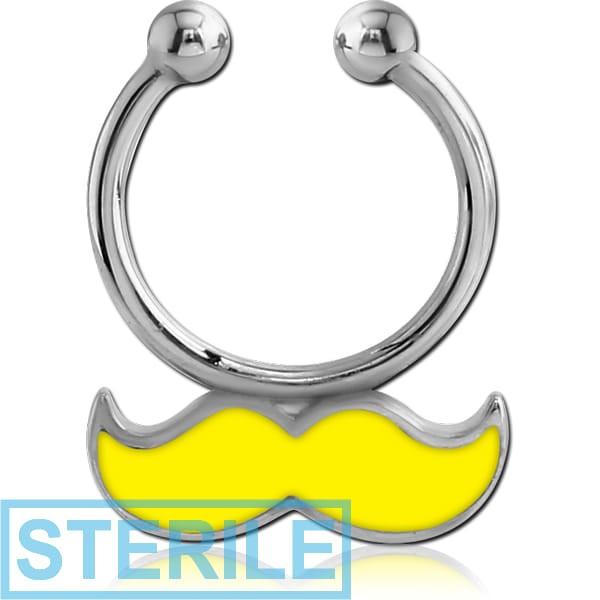 STERILE SURGICAL STEEL MOUSTACHE FAKE SEPTUM RING