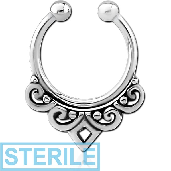 STERILE SURGICAL STEEL FAKE SEPTUM RING - FILIGREE
