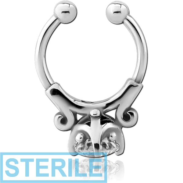 STERILE SURGICAL STEEL JEWELLED FAKE SEPTUM RING - RHOMBUS