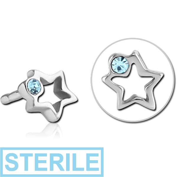 STERILE SURGICAL STEEL JEWELLED PUSH FIT ATTACHMENT FOR BIOFLEX INTERNAL LABRET - STAR