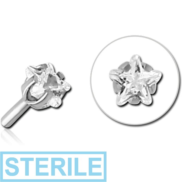 STERILE SURGICAL STEEL JEWELLED PUSH FIT ATTACHMENT FOR BIOFLEX INTERNAL LABRET - STAR