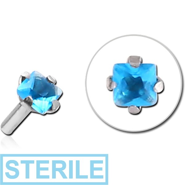 STERILE SURGICAL STEEL JEWELLED PUSH FIT ATTACHMENT FOR BIOFLEX INTERNAL LABRET - SQUARE