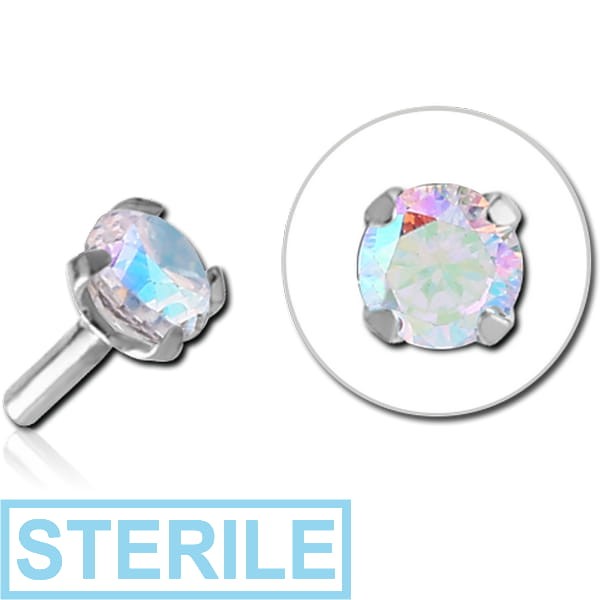 STERILE SURGICAL STEEL JEWELLED PUSH FIT ATTACHMENT FOR BIOFLEX INTERNAL LABRET - ROUND