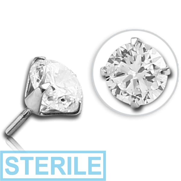 STERILE SURGICAL STEEL JEWELLED PUSH FIT ATTACHMENT FOR BIOFLEX INTERNAL LABRET - ROUND