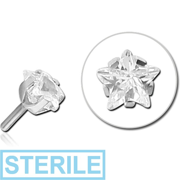 STERILE SURGICAL STEEL JEWELLED PUSH FIT ATTACHMENT FOR BIOFLEX INTERNAL LABRET - STAR