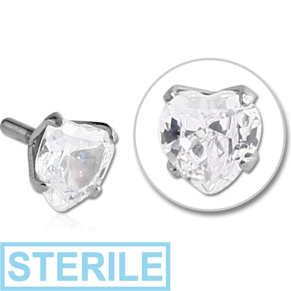 STERILE SURGICAL STEEL JEWELLED PUSH FIT ATTACHMENT FOR BIOFLEX INTERNAL LABRET - HEART