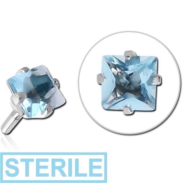 STERILE SURGICAL STEEL JEWELLED PUSH FIT ATTACHMENT FOR BIOFLEX INTERNAL LABRET - SQUARE