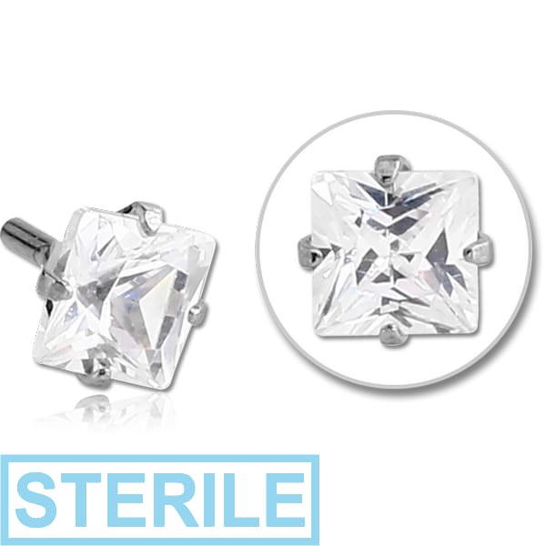 STERILE SURGICAL STEEL JEWELLED PUSH FIT ATTACHMENT FOR BIOFLEX INTERNAL LABRET - SQUARE