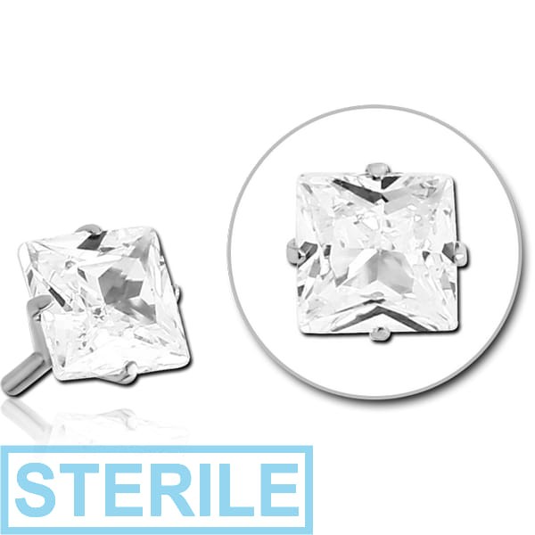 STERILE SURGICAL STEEL JEWELLED PUSH FIT ATTACHMENT FOR BIOFLEX INTERNAL LABRET - SQUARE