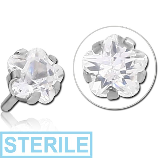 STERILE SURGICAL STEEL JEWELLED PUSH FIT ATTACHMENT FOR BIOFLEX INTERNAL LABRET - FLOWER