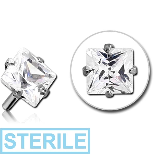 STERILE SURGICAL STEEL JEWELLED PUSH FIT ATTACHMENT FOR BIOFLEX INTERNAL LABRET - SQUARE